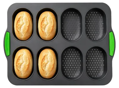 Silikon-Baguetteform, antihaftbeschichtet, perforiert, 8 Mulden
