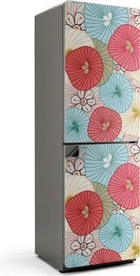 Produktbild von Blumenmuster in Farben – Magnetische Kühlschrank Abdeckung – Dekorfolie magnetisch Küche – Kühlschrank Magnet Deko – selbstklebende Magnettafel – Magnetfolie für Kühlschranktür – 60x190 cm