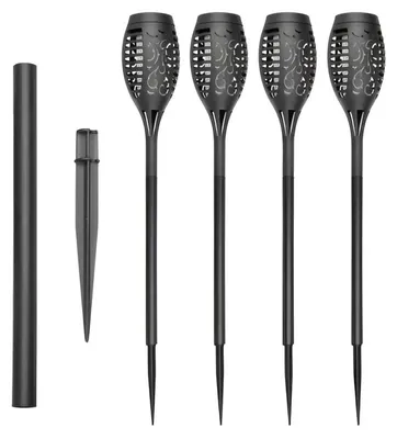 Produktbild von Gartenfackel mit Solarenergie und 12 LEDs, 51 cm hoch, 4er Set