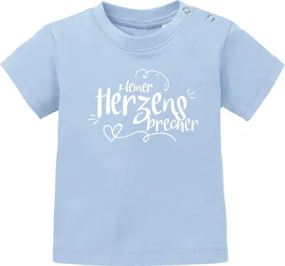Produktbild von Baby T-Shirt kurzarm Babyshirt kleiner Herzensbrecher Jungen Shirt Moonworks® hellblau 56/62 (1-3 Monate)