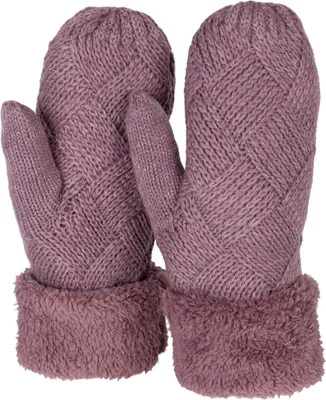 Produktbild von styleBREAKER Damen warme Winter Strick Fäustlinge, Handschuhe mit Rauten Muster, Thermo Fleece, Strickhandschuhe 09010031