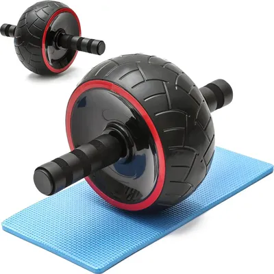 Produktbild von Bauchtrainer Rolle, dicke Schaumstoffgriffe, inklusive Kniematte, hochwertig und rutschfest