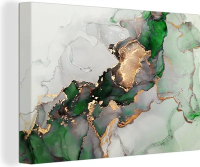 Zdjęcie produktu dla OneMillionCanvasses® - Obrazy na płótnie - 140x90 cm, Marmur - Złoty - Zielony - Dekoracja ścienna - Zdjęcie na płótnie - Obraz na drewnianej ramie
