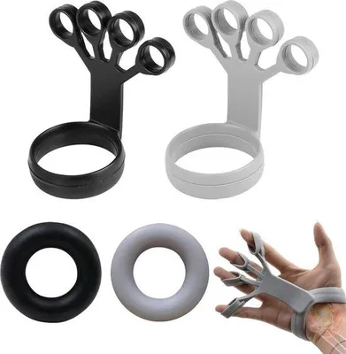 Produktbild von Famanu Fingertrainer Silikon Handtrainer - 30-50 kg Grifftrainer - 4 Stück Handgripper