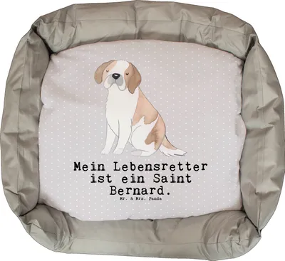 Produktbild von Mr. & Mrs. Panda Hundekörbchen Saint Bernard Lebensretter - Grau Pastell - Geschenk, Ostern, Dog, Chien Du Saint-Bernard, Hund, Vatertag, Muttertag, Perro San Bernardo