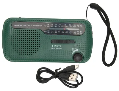 Immagine prodotto di Radio solare a manovella AM FM SW1 SW2 con torcia LED da campeggio multibanda di emergenza per attività all'aperto - OutdoorGreen
