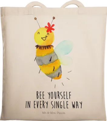 Produktbild von Mr. & Mrs. Panda Tragetasche Biene Blume - Transparent - Geschenk, Wespe, Einkaufstasche, Beuteltasche, Schultertasche, Hummel, Badetasche