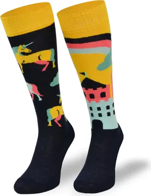 Produktbild von Skiety Reitbekleidung Damen & Herren - Kniestrümpfe für Damen & Herren - Reitsocken Reitsport Damen & Herren - Reitsocke Mädchen - Navy Unicorn, 35-38