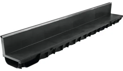 Produktbild von Kunststoffrinne aus PP mit Schlitzabdeckung aus Kunststoff schwarz 1000 mm x 12,1 mm x 13,7 mm