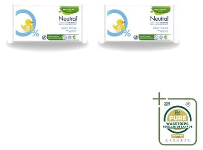 Produktbild von 2 x Neutral Baby Feuchttücher - parfumfrei - plastikfrei - Vorratspackung - 2 Stücke
