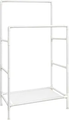 Produktbild von Hoppa! | Kleiderständer | Metallgarderobe mit 2 Kleiderstangen und 1 Einlegeboden