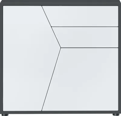 Produktbild von Vladon Sideboard Benny,  Germany, Kommode mit 2 Türen und 2 Schubladen, Schwarz matt/Weiß matt (79 x 74 x 36 cm)