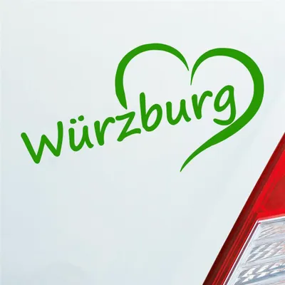 Produktbild von Auto Aufkleber Würzburg Herz Stadt City Liebe Love Heart 15x8 cm Hellgrün Sticker Heckscheibenaufkleber