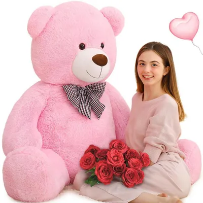 Image de Ours en peluche géant, 140 cm, rose, taille XXL, idéal pour câliner