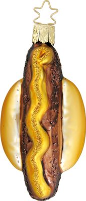 Christbaumschmuck Coburger Bratwurst Glas 8cm braun / gold, 1 Stück