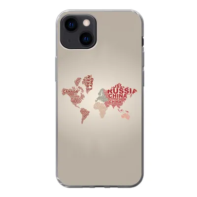 Produktbild von MuchoWow® Handyhülle Schutzhülle Hülle für iPhone 13 Weltkarte - Karte - Briefe Silikon Softcase Handy Hülle - Karteninhaber