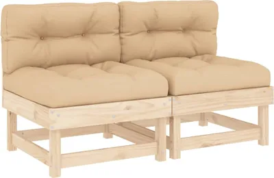 Image de vidaXL Canapé central avec coussin 2 pcs. Pin massif