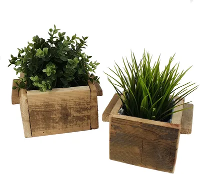 Produktbild von Holz Pflanzkasten natur im 2er Set - 14x14 cm + 18x18 cm