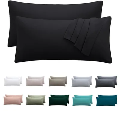 Obrázok produktu pre Poťahy na vankúše, 40 x 80 cm, 2 kusy, čierna farba, mikrovlákno