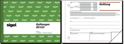 Zdjęcie produktu dla SIGEL QU625 Paragony z bezpiecznym nadrukiem - A6 poziomo, MP, BL, 2 x 50 arkuszy