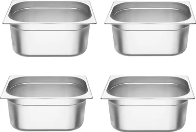 Produktbild von Vogue GN-Behälter GN1/2 - 15cm - 9L - 4 Behälter - Edelstahl