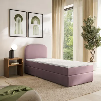 Produktbild von Masseno Boxspringbett CERIA 90x200 cm Komplett-Set mit Bonell Matratze und Topper, Polsterbett mit Bettkästen -Rosa, KRONOS 27