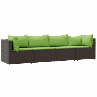 Produktbild von vidaXL 4-tlg. Garten-Lounge-Set mit Kissen Braun Poly Rattan