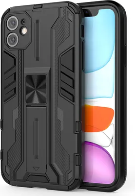 Obrázek produktu pro Pouzdro pro iPhone 11 dvouvrstvé PC a TPU nárazuvzdorné pouzdro s bumperem a stojánkem černé
