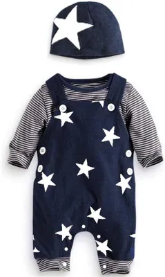 Produktbild von Famanu Babykleidungsset 3-teilig, Baumwolle, lange Ärmel, komfortables Outfit für Neugeborene