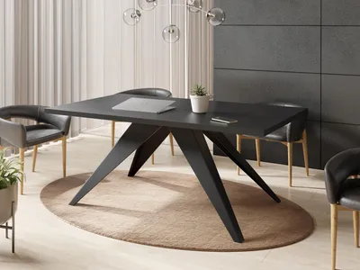 Produktbild von Esstisch Vance im Modern Still, Rechteckig Tisch - Ausziehbar von 140 cm bis 240 cm, Pulverbeschichtete Schwarzen Metallbeine - 140 x 80 cm -  Schwarz