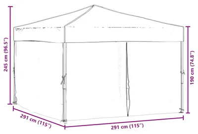 Productafbeelding van vidaXL Partytent, inklapbaar met zijwanden, zwart, 3x3 meter