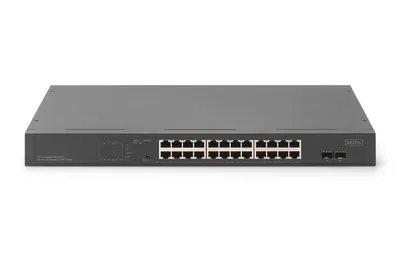Produktbild von DIGITUS 24-Port Gigabit Netzwerkswitch, 19 Zoll, unmanaged, 2 Uplink Ports, SFP