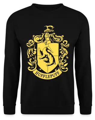 Produktbild von Spreadshirt Harry Potter Hufflepuff Wappen Uni Pullover, M, Schwarz