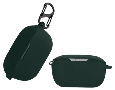 Produktbild von kwmobile Schutzhülle für JBL WAVE BUDS Hülle - TPU Silikon Case für Kopfhörer Ladecase - stoßfestes Cover mit Karabiner - Dunkelgrün