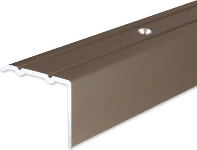 Produktbild von PROVISTON | Winkelprofil | Aluminium eloxiert | Bronze Hell | Breite 24.5 mm | Höhe 18 mm | Länge 2700 mm | Gebohrt | Treppenkantenprofil | Treppenwinkel | Treppenkante | Kombiwinkel | 1 Stück