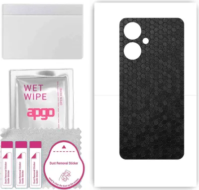 Produktbild von apgo Rückseite Schutzfolie, Skin, kompatibel mit Xiaomi Poco M6 5G, Hinten Displayschutzfolie aus Vinylfolie, kratzfest, einfache Montage - Schwarze Honigwabe