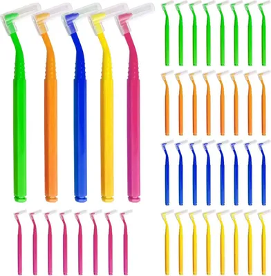 Image de 40 brossettes interdentaires en forme de L Nettoyage des dents 5 couleurs