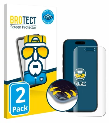 Produktbild von 2x BROTECT Fullscreen Schutzfolie für Apple iPhone 17 Pro Displayschutz Folie Fullcover Klar Transparent