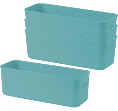 Obrázok produktu pre Úložné boxy s rúčkami, 4 kusy, svetlozelené, plastové, stohovateľné