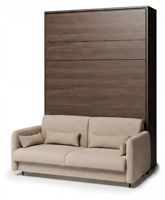 Produktbild von MEBLINI Schrankbett mit Sofa Bed Concept - Wandbett mit Lattenrost - Klappbett mit Schrank - Wandklappbett - Murphy Bed - BC-12 - 160x200cm Vertikal - Dunin Eiche/Beige
