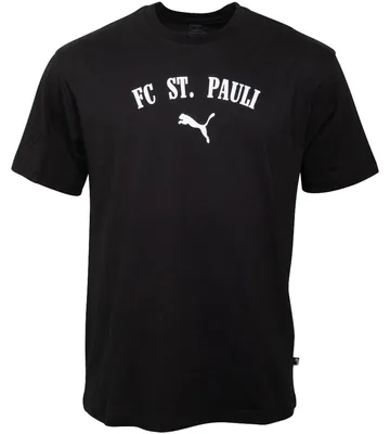 Produktbild von FC St. Pauli PUMA T-Shirt Wording, Offizieller Fanartikel, Schwarzes T-Shirt mit FC ST. PAULI-Schriftzug, 100% Baumwolle