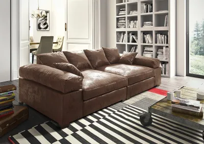 Produktbild von Big Sofa Couchgarnitur, Megasofa Vintage Braun