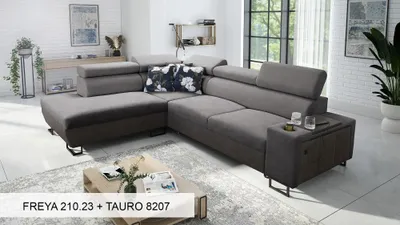 Produktbild von Moderne Eckcouch Ecksofa L-Form MELODIE VII - GRAU FREYA 210.23 + TAURO 8207 links/rechts