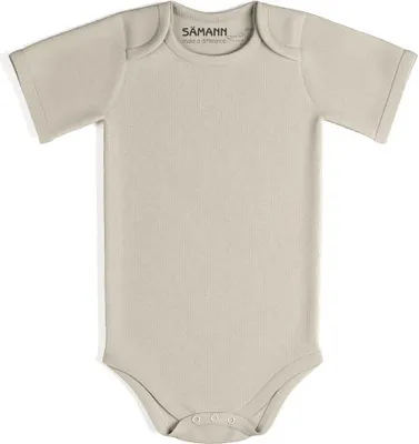 Produktbild von Baby Body aus 100% Baumwolle mit Schlupf-Ausschnitt kurzarm gerippt 6-9 M Oat Milk