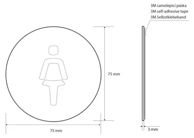 Produktbild von Sapho Damen-Toilettenschild, ? 75 mm, Edelstahl matt XP111