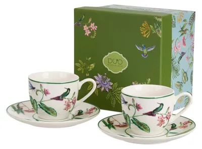 Produktbild von DUO 2er-Set Espressotassen SOUND OF PARADISE, 90 ml mit Untertassen, New Bone China Porzellan
