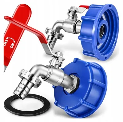 Zdjęcie produktu dla Kran – kranik do zbiorników typu Mauzer – zawór 1/2" – gwint 3/4" – kran uniwersalny – 1000 l – zawór IBC
