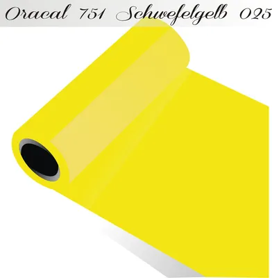 Produktbild von Oracal 751 - Orafol Folie 5m (Laufmeter) freie Farbwahl 118 glänzende Farben - glanz in 4 Größen, 50 cm Folienhöhe schwefelgelb - 025