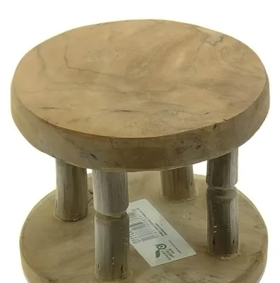 Produktbild von VAN DER LEEDEN Untersetzer - Platte mit 4 Beinen Natur Ø 14,5 cm - Teakholz massiv