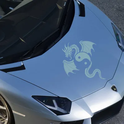 Produktbild von Aufkleber - Autoaufkleber "Yin Yang Drache" 70cm x 56cm pastelltürkis - Tuning Carystyling Heckscheibe Auto